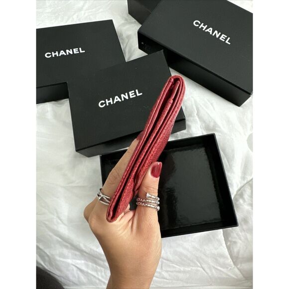 CHANEL Red Caviar Leather Timeless French Wallet W/Box - Picture 6 of 16